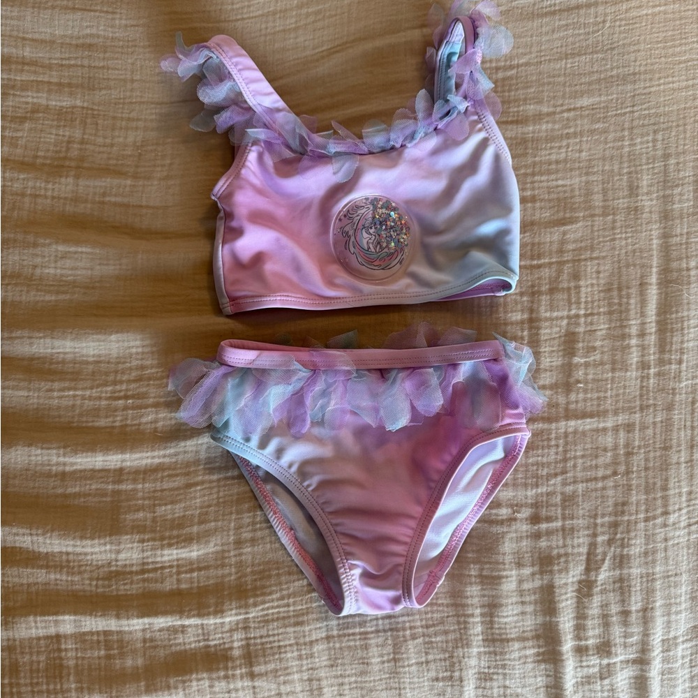 Disney’s Elsa Pink and Purple Ruffle Bikini Set size 4